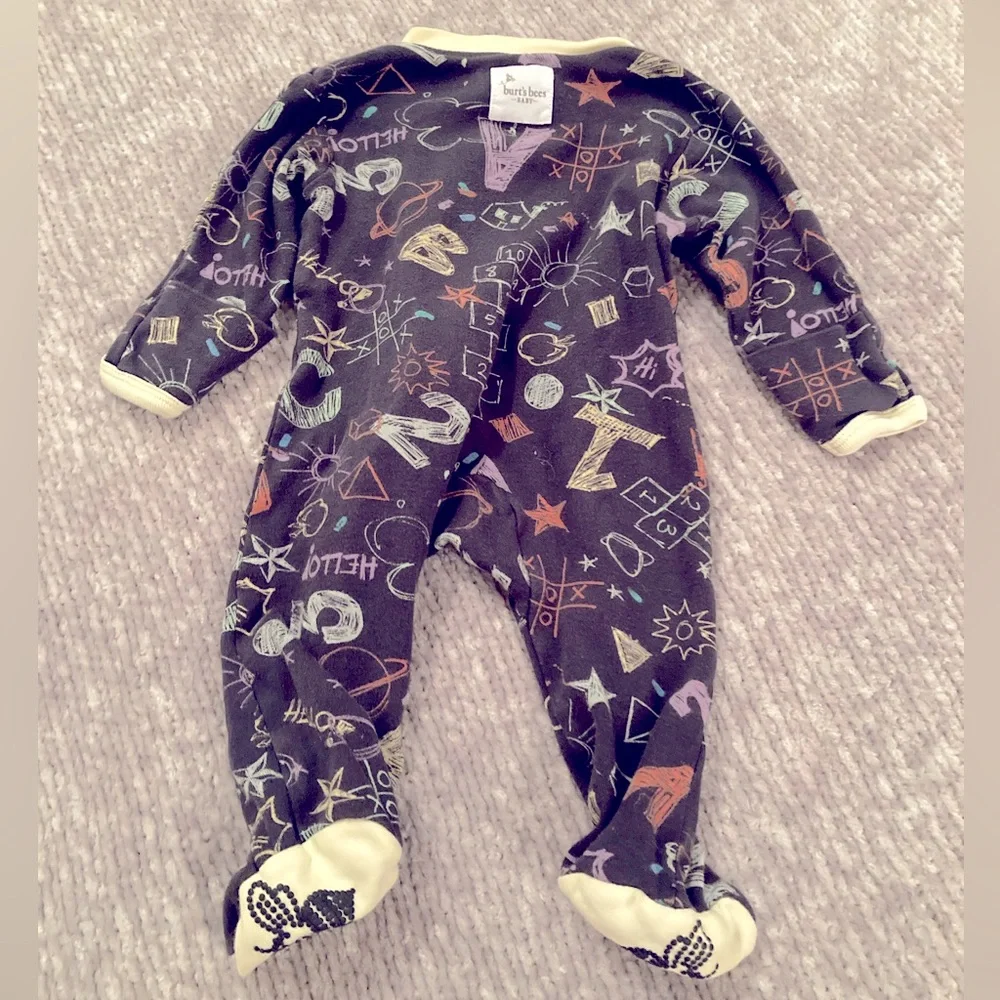 Burt’s Bees Baby School Play‎ Theme Footie Pajamas Sleeper 100% Organic Cotton